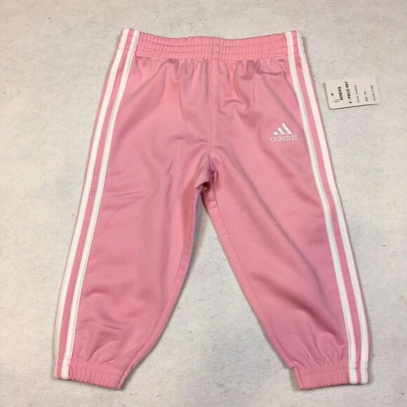 NWT Adidas Toddler Girls 12M 2 Piece Set Tracksuit Jacket Jogger Sweatpants Pink - Picture 11 of 16
